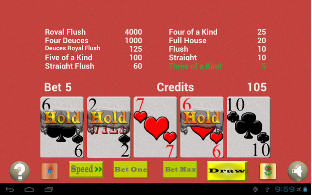 100 hand deuces wild video poker